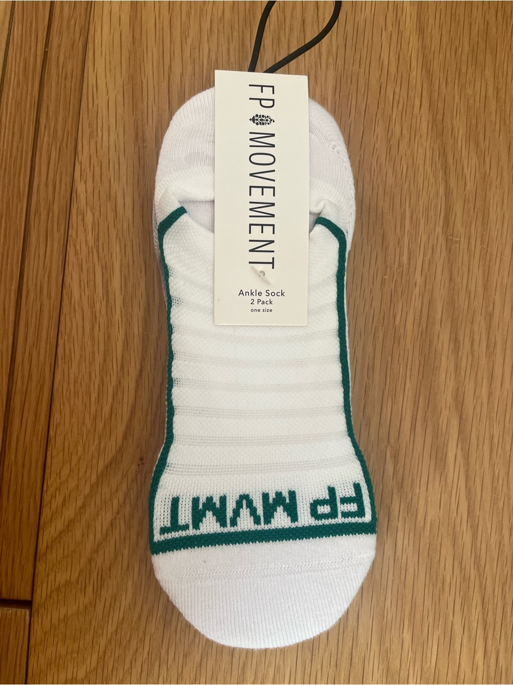 FP Movement by Free People White Ankle Socks with Teal Trim